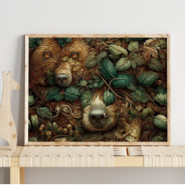Forest Brown Bear Animal | Brun väggutskrift Poster