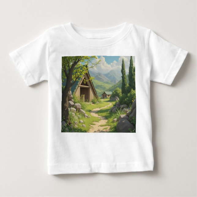 Forest Cabin Dreams: Little Äventyr Await T Shirt (Framsida)