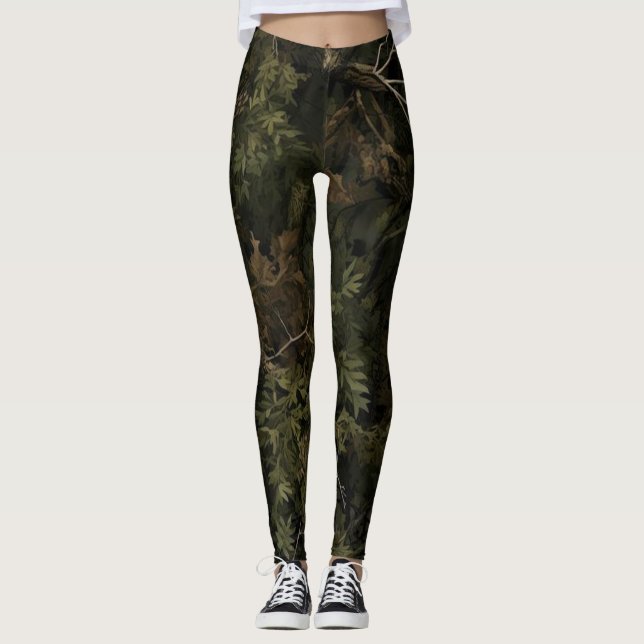 Forest Camo Pattern Leggings (Framsida)