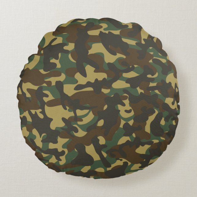 Forest Camouflage Rund Kudde (Framsidan)