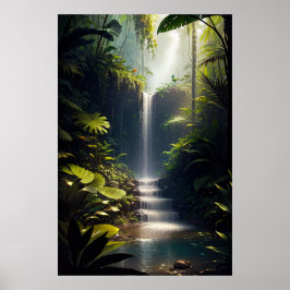 Forest Cascade, A Charming Waterfall Poster