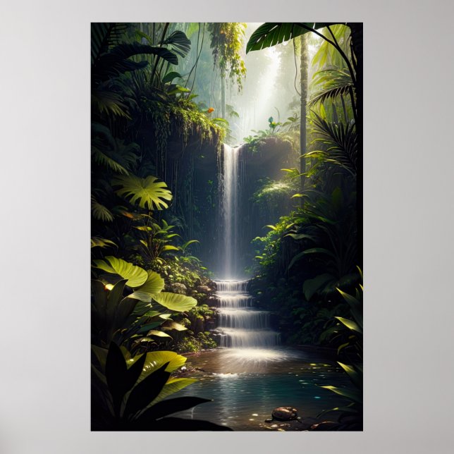 Forest Cascade, A Charming Waterfall Poster (Framsidan)