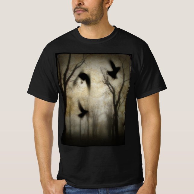 Forest Crows Trees T Shirt (Framsida)