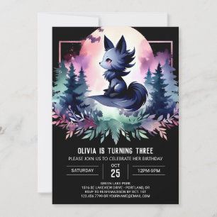 Forest Cute Varg Birthday Inbjudningar
