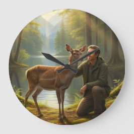 forest deer clock stor klocka
