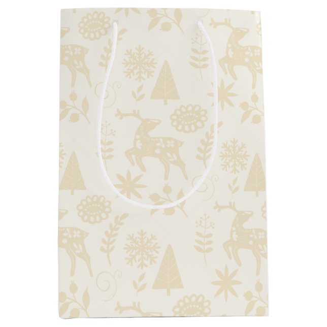 Forest Deer Folk Art Ivory Gift Bag (Framsidan)