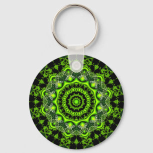 Forest Dome Mandala, Abstrakt Grönt Skogen Nyckelring