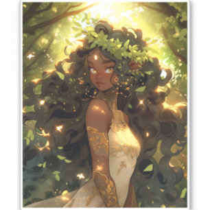 Forest Elf African American Black Fantasy Art Klistermärken