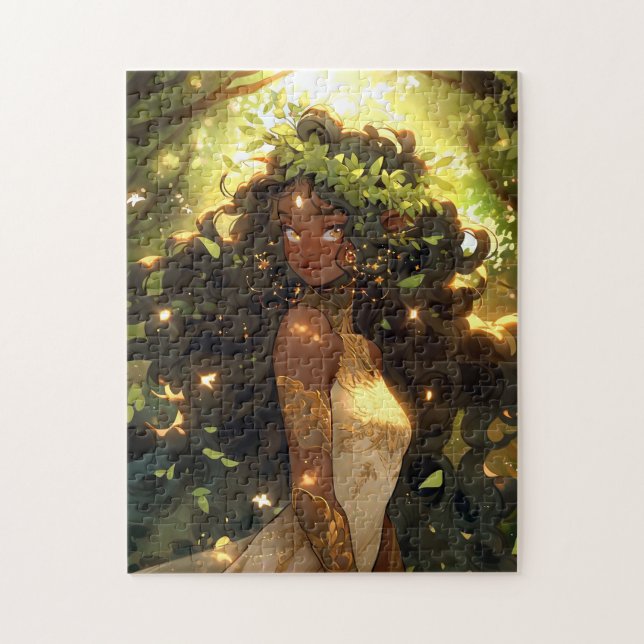 Forest Elf African American Black Fantasy Art Pussel (Vertikal)