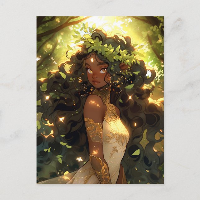 Forest Elf African American Black Fantasy Art Vykort (Framsida)