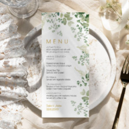 Forest Eucalyptus Greenery Löv Bröllop Menu Meny