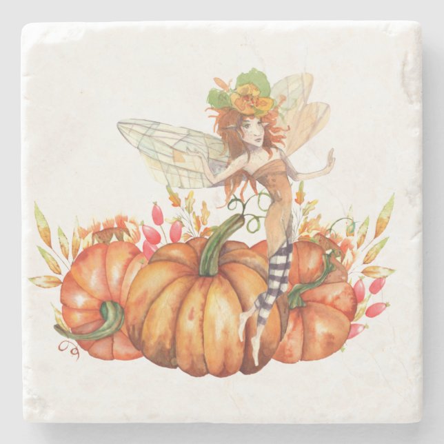 Forest Fairy & Autumn Pumpkin Bouquet Stenunderlägg (Framsidan)