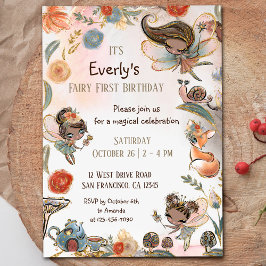 Forest Fairy First Birthday Magic Party Inbjudningar