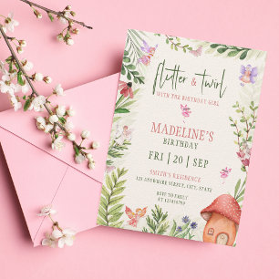 Forest Fairy Flutter & Twirl Girl Birthday Inbjudningar