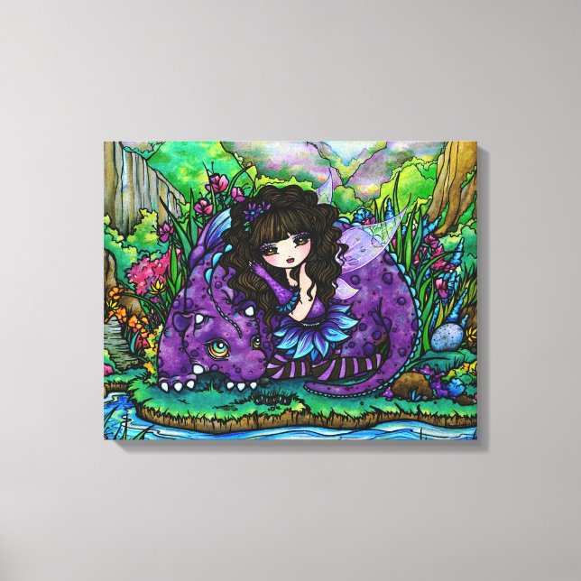 Forest Fairy Lila Dragon Nursery Canvas Art (Framsida)