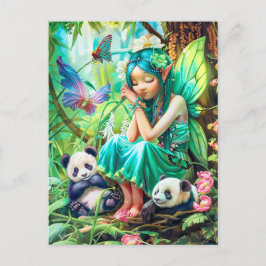 Forest Fairy with Gentle Pandas Vykort