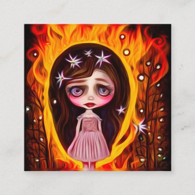 Forest Fire Doll Fyrkantigt Visitkort (Framsida)