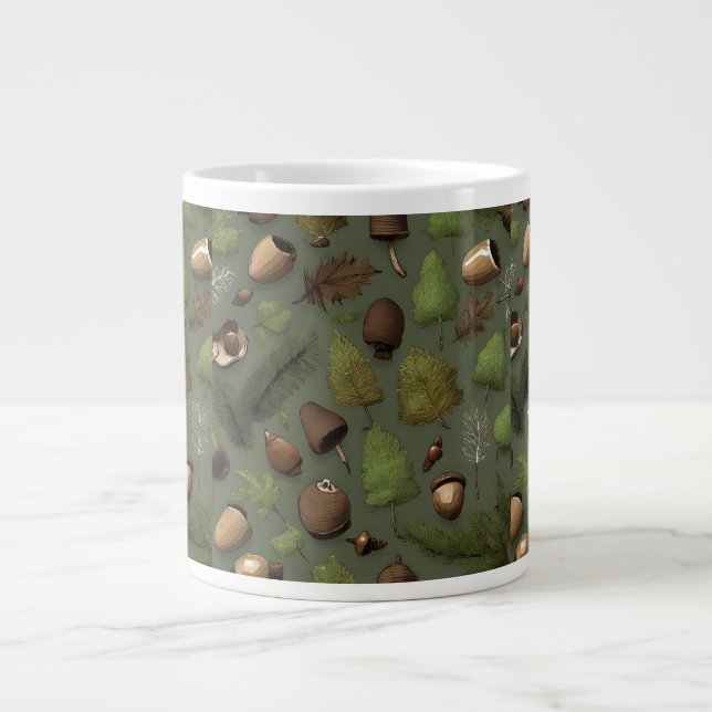 Forest Floor Rustic Woodland Pattern Jumbo Mugg (Framsidan)