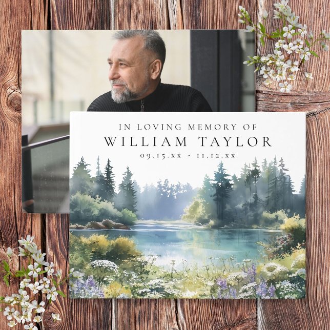 Forest Floral Lake In Loving Memory Funeral Photo Gästböcker (Forest Floral Lake In Loving Memory Funeral Photo Guest Book)