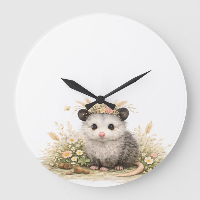 Forest friend woodland opossum  stor klocka (Framsida)