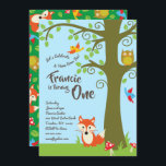 Forest Friends 1:a födelsedag Cute-inbjudan Inbjudningar<br><div class="desc">De här berömvärda modets skogsvänner födelsedagsfest inbjudan är perfekter för en första födelsedag,  firande! Anpassa texten för att göra den till en egen. Det moderna synsättet och känslan är det perfekt sättet att fira din lilla räv och uggla som älskar lite på sin första födelsedag!</div>
