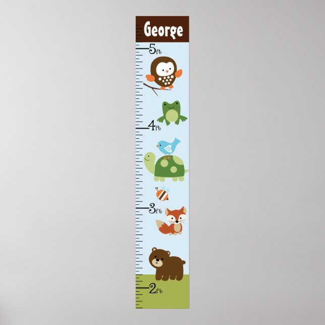Forest Friends Animals Growth Chart Behålla 8 x 44 Poster (Framsidan)