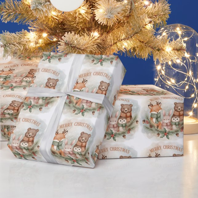 Forest Friends Cozy Christmas Wrap Presentpapper (Helgdagar)
