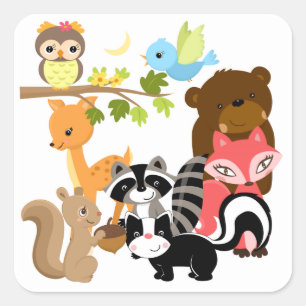 Forest Friends Fyrkantigt Klistermärke