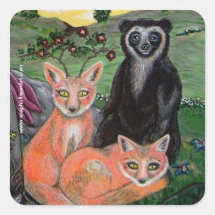 Forest Friends Fyrkantigt Klistermärke
