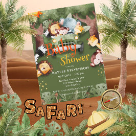 Forest Friends Safari Animals Baby Shower Inbjudningar