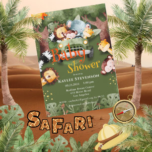 Forest Friends Safari Animals Baby Shower Inbjudningar
