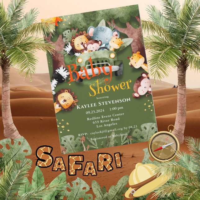 Forest Friends Safari Animals Baby Shower Inbjudningar (Skapare uppladdad)