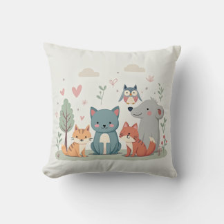 Forest Friends - Whimsical Animal Cushion Kudde