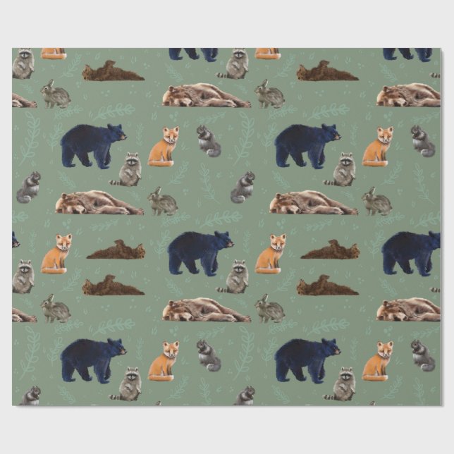 Forest Friends Wild Animals Wrapping Paper Presentpapper (Platt)