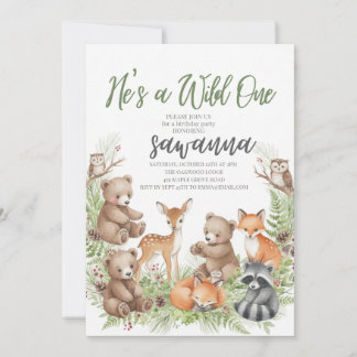 Forest Friends Wild One 1-års inbjudan