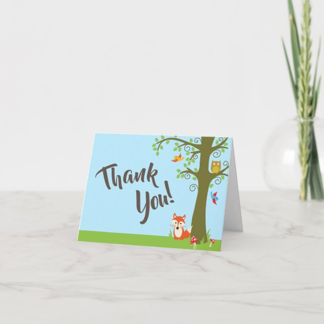 Forest Friends Woodland Cute 1st Birthday Party Kort (Framsida)