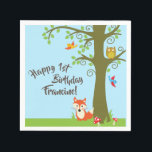 Forest Friends Woodland Cute 1st Birthday Party Pappersservett<br><div class="desc">Det här berömvärda temat för skogsvänner är perfekt för din lilla födelsedag party! Underbar för ett sött barn som fötts i vår,  eller ett litet barn som djuren i kärlek. Ett första födelsedagsfest tema som passar för ett skogsland äventyr!</div>