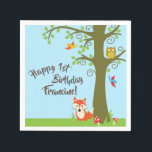 Forest Friends Woodland Cute 1st Birthday Party Pappersservett<br><div class="desc">Det här berömvärda temat för skogsvänner är perfekt för din lilla födelsedag party! Underbar för ett sött barn som fötts i vår,  eller ett litet barn som djuren i kärlek. Ett första födelsedagsfest tema som passar för ett skogsland äventyr!</div>