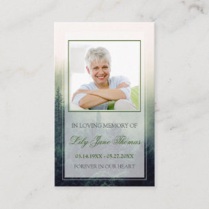 Forest Funeral Prayer Card, minneskort Visitkort