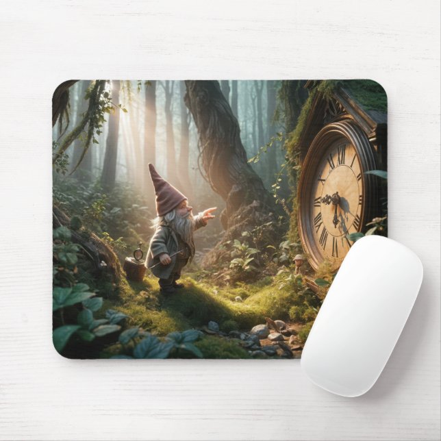 Forest Gnome med gammalt klocka Musmatta (Med mus)
