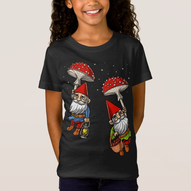 Forest Gnomes Hippie Mushroom Nature Fungi Psyche T Shirt (Framsida)