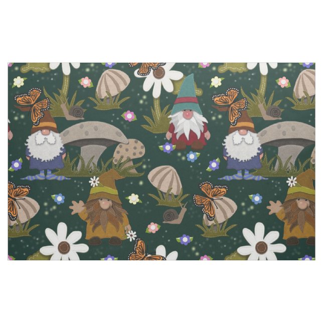 Forest Gnomes Mushroom and Butterflies Tyg (Fat Quarter)