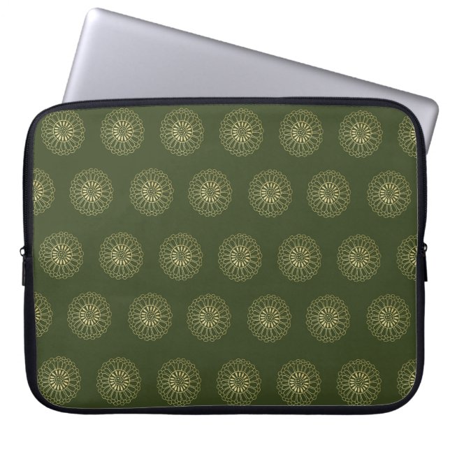 Forest | Golden Zinnia Flower Medallions Laptop Fodral (Framsidan)