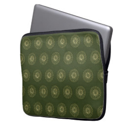 Forest | Golden Zinnia Flower Medallions Laptop Fodral