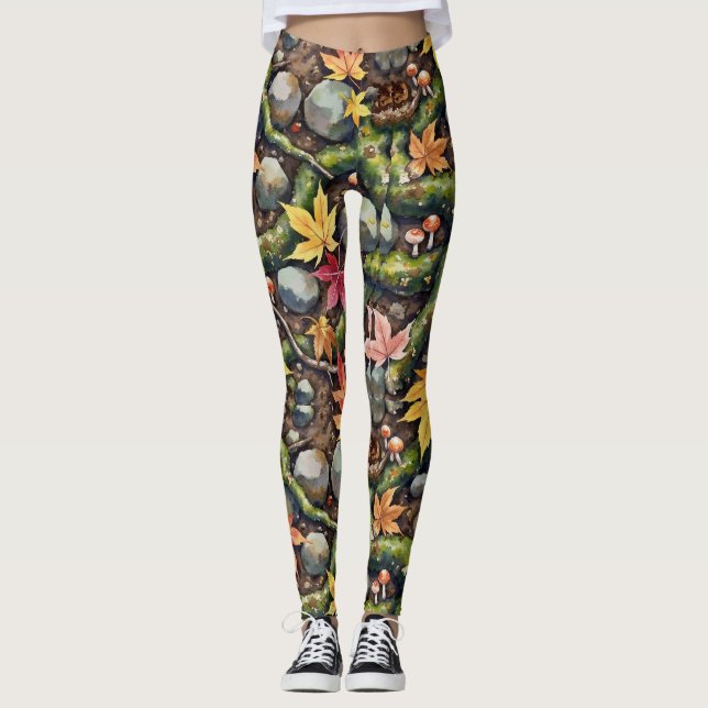 Forest Golv Seamless Mönster Leggings (Framsida)