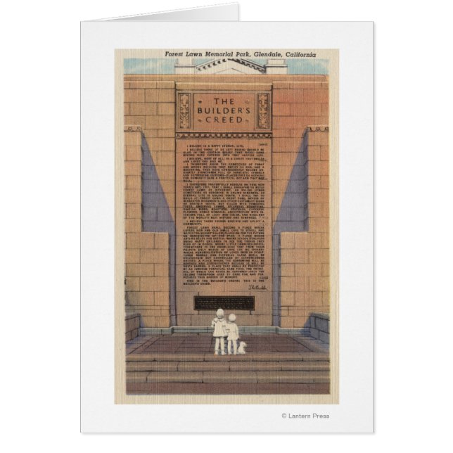 Forest Gräsmatta Memorial Park, byggherren Hälsningskort (Framsidan)