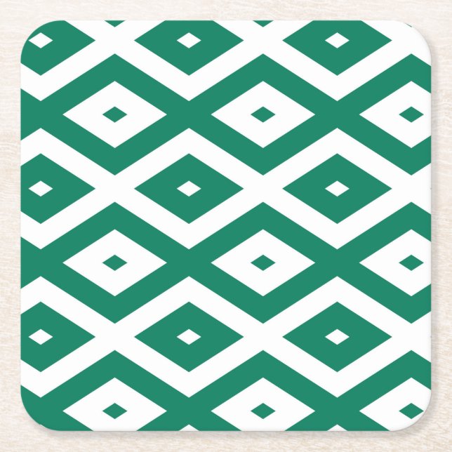 Forest green and white diamond pattern underlägg papper kvadrat (Framsidan)