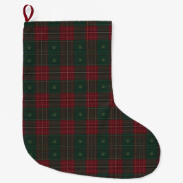 Forest Green & Cranberry Tartan Pet Stocking Stor Julstrumpa