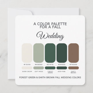 Forest Green Earth Brown Fall Wedding Palette Card Inbjudningar