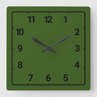 Forest green fyrkantig klocka